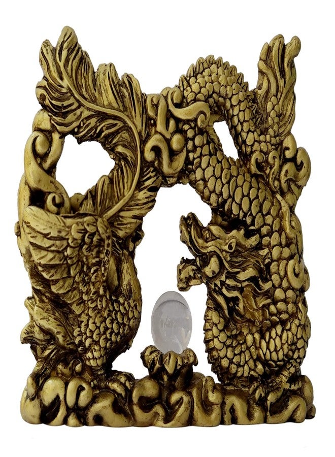 VASTU ART - Vastu Feng Shui Dragon and Phoenix with Crystal Ball for Harmony in Marriage, Love Life, Happiness & Bring Prosperity in Life Decoration Showpiece - Image 2